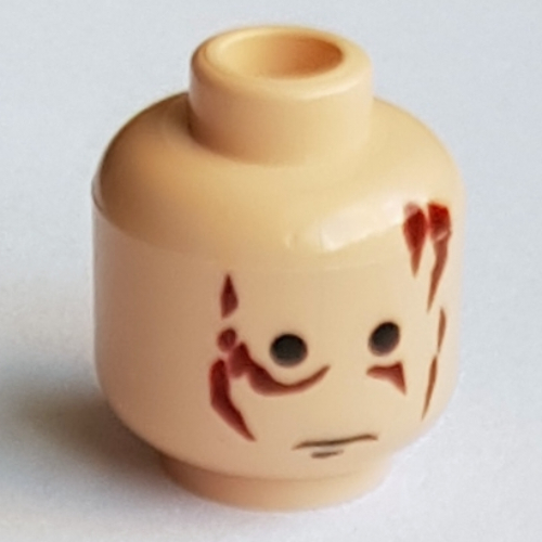Tête de minifigurine Anakin Skywalker, cicatrices rouges gauche et droite, motif : sans sourcils (Minifig Head Anakin Skywalker, Scars Red Left & Right, No Eyebrows Print)