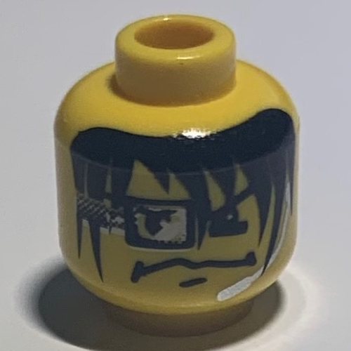 Tête de minifigurine Motif imprimé Flèche, sourcils, cheveux longs, casque et œil carré (Minifig Head Arrow, Eyebrows, Long Hair, Headset and Square Eye Device Print)