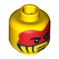 Tête de minifigurine tomahawk guerrier, peinture de visage avec motif imprimé de peinture de guerre rouge [tenon creux bouché] (Minifig Head Tomahawk Warrior, Face Paint with Red War Paint Print [Blocked Open Stud])