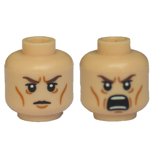 Tête de minifigurine Elrond, double visage, calme / Rage de combat motif imprimé [Bloqué ouvert tenon] (Minifig Head Elrond, Dual Sided, Calm / Battle Rage Print [Blocked Open Stud])