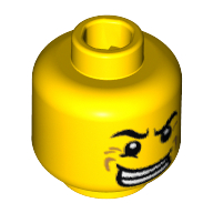 Figurine joueur de paintball de tête, les sourcils en colère, les dents nues et les rides motif imprimé [tenon creux bouché] (Minifig Head Paintball Player, Angry Eyebrows, Bared Teeth and Wrinkles Print [Blocked Open Stud])