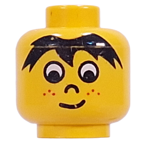 Tête de minifigurine temps croiseurs Timmy / joueur de football, franges et taches de rousseur motif imprimé (Minifig Head Time Cruisers Timmy / Soccer Player, Bangs and Freckles Print)
