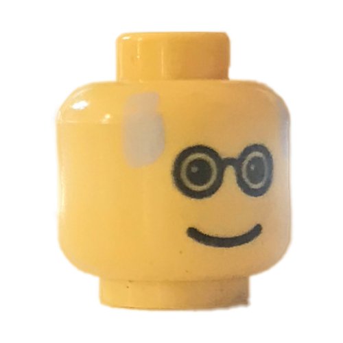 Tête de minifigurine, lunettes, motif imprimé cheveux chauves gris [tenon creux bouché] (Minifig Head, Glasses, Gray Balding Hair Print [Blocked Open Stud])