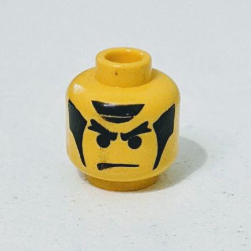 Tête de minifigurine ninja, personnage masculin, sourcils en colère et favoris motif imprimé ninja [tenon creux bouché] (Minifig Head Ninja, Male, Angry Eyebrows and Sideburns Ninja Print [Blocked Open Stud])