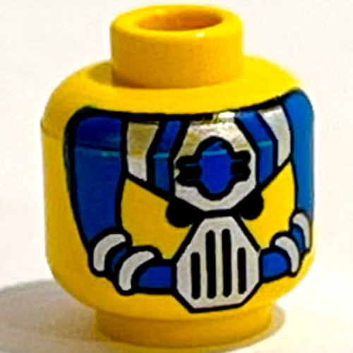 Tête de minifigurine aldar beedo / hydronaute, masque bleu et argent type 1 motif imprimé [tenon creux bouché] (Minifig Head Aldar Beedo / Hydronaut, Blue and Silver Mask Type 1 Print [Blocked Open Stud])