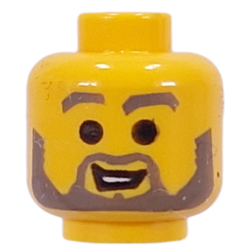 Tête de minifigurine Jedi / Mac, Barbe avec sourcils gris surélevés et bouche blanche ouverte, pupilles noires motif imprimé [Bloqué ouvert tenon] (Minifig Head Jedi / Mac, Beard with Raised Gray Eyebrows and Open White Mouth, Black Pupils Print [Blocked Open Stud])