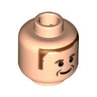 Tête de minifigurine Rubens Barrichello, cheveux et sourcils bruns motif imprimé (Minifig Head Rubens Barrichello, Brown Hair and Eyebrows Print)