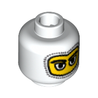 Tête de minifigurine f1 pilote, cagoule avec les yeux trou couture garniture, grands yeux blancs motif imprimé [tenon creux bouché] (Minifig Head F1 Driver, Balaclava with Eyes Hole Stitching Trim, Large Eye Whites Print [Blocked Open Stud])