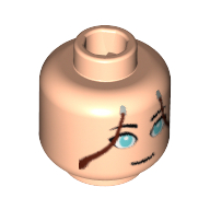 Tête de minifigurine Katara (Avatar), yeux azur clair, lignes de cheveux bruns sur les côtés motif imprimé [Bloqué ouvert tenon] (Minifig Head Katara (Avatar), Light Azure Eyes, Brown Hair Lines on Sides Print [Blocked Open Stud])
