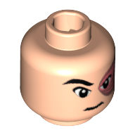 Tête de minifigurine prince zuko (avatar), œil gauche cicatrisé, queue de cheval au dos motif imprimé [tenon creux bouché] (Minifig Head Prince Zuko (Avatar), Scarred Left Eye, Ponytail on Back Print [Blocked Open Stud])