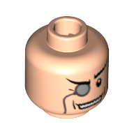Tête de minifigurine pingouin, monocle, sourcils inclinés, motif imprimé grand sourire [tenon creux bouché] (Minifig Head Penguin, Monocle, Slanted Eyebrows, Wide Grin Print [Blocked Open Stud])