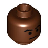 Tête de minifigurine Mace Windu, sourcils arqués et mince bouche motif imprimé [tenon creux bouché] (Minifig Head Mace Windu, Arched Eyebrows and Thin Line Mouth Print [Blocked Open Stud])