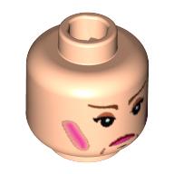 Tête de minifigurine Dolores Ombrage, lèvres roses, rouge, fronce les sourcils, motif : pupilles blanches [tenon creux bouché] (Minifig Head Dolores Umbridge, Pink Lips, Rouge, Frown Lines, White Pupils Print [Blocked Open Stud])