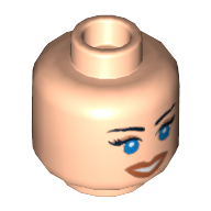 Tête de minifigurine Marion Ravenwood, yeux bleus à double face avec sourcils bruns imprimés motif effrayé / souriant [tenon creux bouché] (Minifig Head Marion Ravenwood, Dual Sided Blue Eyes with Brown Eyebrows Scared / Smiling Print [Blocked Open Stud])
