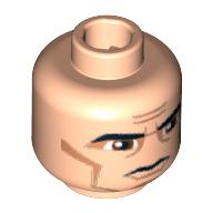 Tête de minifigurine, sourcils épais, grands yeux, lignes de joue imprimé (Minifig Head, Thick Eyebrows, Large Eyes, Cheek Lines Print)