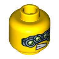 Clops d'espion de tête de figurine, quatre yeux mécaniques, motif imprimé de dents [tenon creux bouché] (Minifig Head Spy Clops, Four Mechanical Eyes, Teeth Print [Blocked Open Stud])