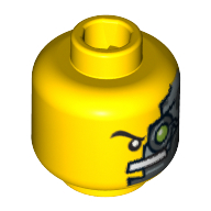 Tête de minifigurine Poing de scie, Oeillet Cyborg, Sourcils Côté gauche imprimé (Minifig Head Saw Fist, Cyborg Eyepiece, Eyebrow Left Side Print)