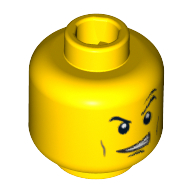 Tête de minifigurine doc, minces sourcils, déterminé / bouche ouverte sourire avec des dents motif imprimé (Minifig Head Doc, Thin Eyebrows, Determined / Open Mouth Grin with Teeth Print)