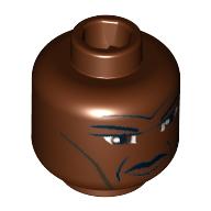 Tête de minifigurine Mace Windu, avant et joue lignes, sillonné avant motif imprimé [tenon creux bouché] (Minifig Head Mace Windu, Forehead and Cheek Lines, Furrowed Brow Print [Blocked Open Stud])