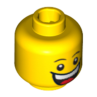 Bouffon tête figurine, grand sourire, pupilles yeux blancs, sourcils / triste avec motif imprimé larme (Minifig Head Jester, Huge Grin, White Pupils, Eyebrows / Sad with Tear Print)