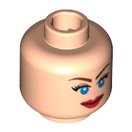 Tête de minifigurine Elsa schneider, double visage, les yeux bleus effrayés / souriant motif imprimé [tenon creux bouché] (Minifig Head Elsa Schneider, Dual Sided, Blue Eyes Scared / Smiling Print [Blocked Open Stud])