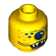 Tête de minifigurine serpent, œil unique, taches et dents déchiquetées motif imprimé (Minifig Head Snake, Single Eye, Spots, and Jagged Teeth Print)