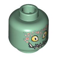 Tête de minifigurine slizer, yeux jaunes, dents pointues et bulles motif imprimé [tenon creux bouché] (Minifig Head Slizer, Yellow Eyes, Pointed Teeth and Bubbles Print [Blocked Open Stud])