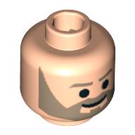 Tête de minifigurine crix madine, garniture barbe brune, motif : sourcils et sourire [tenon creux bouché] (Minifig Head Crix Madine, Trim Brown Beard, Eyebrows and Smile Print [Blocked Open Stud])