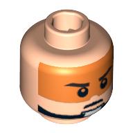 Tête de minifigurine Zev Senesca / Motif imprimé Jag, sourcils, motif : pupilles et visière orange (Minifig Head Zev Senesca / Captain Jag, Eyebrows, Pupils and Orange Visor Print)