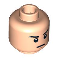 Tête de minifigurine, sourcils, motif imprimé fossette menton orange (Minifig Head, Eyebrows, Orange Chin Dimple Print)