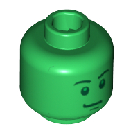 Tête de minifigurine homme de l'armée (Toy Story), sourcils sévères, les pupilles vertes et le menton fossette motif imprimé [tenon creux bouché] (Minifig Head Army Man (Toy Story), Stern Eyebrows, Green Pupils and Chin Dimple Print [Blocked Open Stud])