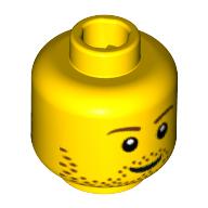 Lance lance de tête minifigurine / chevalier, sourire en barbe naissante / bouche froissée et sourcils inversés motif imprimé (Minifig Head Lance Spears / Knight, Stubble Smile / Crinkled Mouth and Inverted Eyebrows Print)
