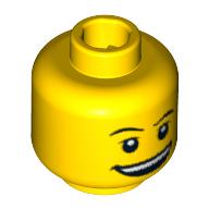 Plongeur tête minifigurine, double face, sourcils fins, sourire ouvert / motif imprimé surpris [tenon creux bouché] (Minifig Head Diver, Dual Sided, Thin Eyebrows, Open Smile / Surprised Print [Blocked Open Stud])