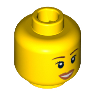 Tête de minifigurine, lèvres de pêche, bouche ouverte sourire, brun sourcils motif imprimé [Bloqué ouvert tenon] (Minifig Head, Peach Lips, Open Mouth Smile, Brown Eyebrows Print [Blocked Open Stud])