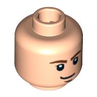 Tête de minifigurine Han Solo, sourcils bruns, pupilles de l'œil blanc et le menton brun motif imprimé fossette [tenon creux bouché] (Minifig Head Han Solo, Brown Eyebrows, White Pupils and Brown Chin Dimple Print [Blocked Open Stud])