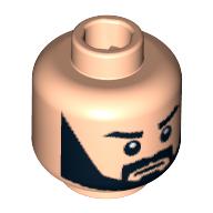 Tête de minifigurine asoka, pleine barbe, motif : sourcils épais (Minifig Head Asoka, Full Beard, Thick Eyebrows Print)