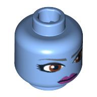Tête de minifigurine Aayla Secura, grands yeux bruns et lèvres violettes motif imprimé (Minifig Head Aayla Secura, Large Brown Eyes and Purple Lips Print)