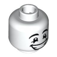 Tête de minifigurine Mime, visage heureux, yeux noirs avec pupilles blanches [Bloqué ouvert tenon] (Minifig Head Mime, Happy Face, Black Eyes with White Pupils [Blocked Open Stud])