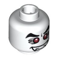 Tête de minifigurine Vampire, Crocs, motif : yeux rouges avec pupilles blanches [tenon creux bouché] (Minifig Head Vampire, Fangs, Red Eyes with White Pupils Print [Blocked Open Stud])
