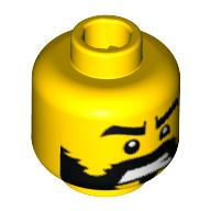 Tête de minifigurine spartiate guerrier, barbe à bords déchiquetés, sourcils noirs, dents nues motif imprimé [tenon creux bouché] (Minifig Head Spartan Warrior, Beard with Ragged Edges, Black Eyebrows, Bared Teeth Print [Blocked Open Stud])