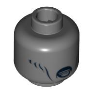 Tête de minifigurine Détraqueur, traits sur les joues, bouche ronde avec des lignes à l'intérieur motif imprimé (Minifig Head Dementor, Cheek Lines, Round Mouth with Lines Inside Print)