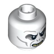 Tête de minifigurine Voldemort, traits sur les joues, yeux noirs profonds, narines, sourire montrant des dents motif imprimé (Minifig Head Voldemort, Cheek Lines, Deep Black Eyes, Nostrils, Grin Showing Teeth Print)