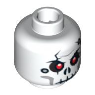 Tête de minifigurine chopov, crâne fissuré avec des trous, des trous rouges motif imprimé [tenon creux bouché] (Minifig Head Chopov, Cracked Skull with Holes, Red Holes Print [Blocked Open Stud])