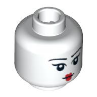 Kimono fille tête minifigurine, sourcils fins, rouge petites lèvres, motif : pupilles blanches (Minifig Head Kimono Girl, Thin Eyebrows, Red Small Lips, White Pupils Print)