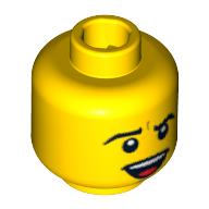 Tête de minifigurine Rocker punk, bouche souriante ouverte, dents et langue motif imprimé (Minifig Head Punk Rocker, Open Smiling Mouth, Teeth and Tongue Print)