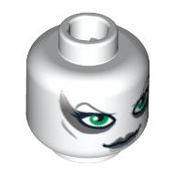 Tête de minifigurine aurra chanter, grands yeux verts et lèvres grises motif imprimé [tenon creux bouché] (Minifig Head Aurra Sing, Large Green Eyes and Gray Lips Print [Blocked Open Stud])