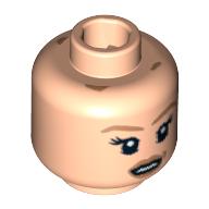 Tête de minifigurine Elizabeth Swann tourneur, double visage, sourcils brun clair et motif imprimé sourire / peur fossette [tenon creux bouché] (Minifig Head Elizabeth Swann Turner, Dual Sided, Light Brown Eyebrows and Dimple Smiling / Scared Print [Blocked Open Stud])
