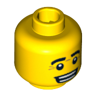 Tête de minifigurine Homme lézard, sourcils, rides, pupilles blanches avec motif imprimé sourire ouvert [Bloqué ouvert tenon] (Minifig Head Lizard Man, Eyebrows, Wrinkles, White Pupils with Open Smile Print [Blocked Open Stud])