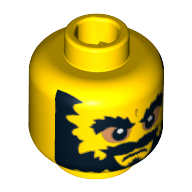 Tête de minifigurine mal nain, barbe touffue et sourcils, la bouche en colère, motif : pupilles blanches [tenon creux bouché] (Minifig Head Evil Dwarf, Bushy Beard and Eyebrows, Angry Mouth, White Pupils Print [Blocked Open Stud])
