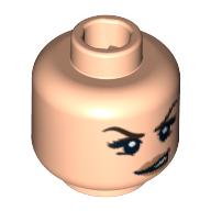 Tête de minifigurine angelica, double face, sourcils brun foncé, cils pensif / conniving motif imprimé [tenon creux bouché] (Minifig Head Angelica, Dual Sided, Dark Brown Eyebrows, Eyelashes Pensive / Conniving Print [Blocked Open Stud])